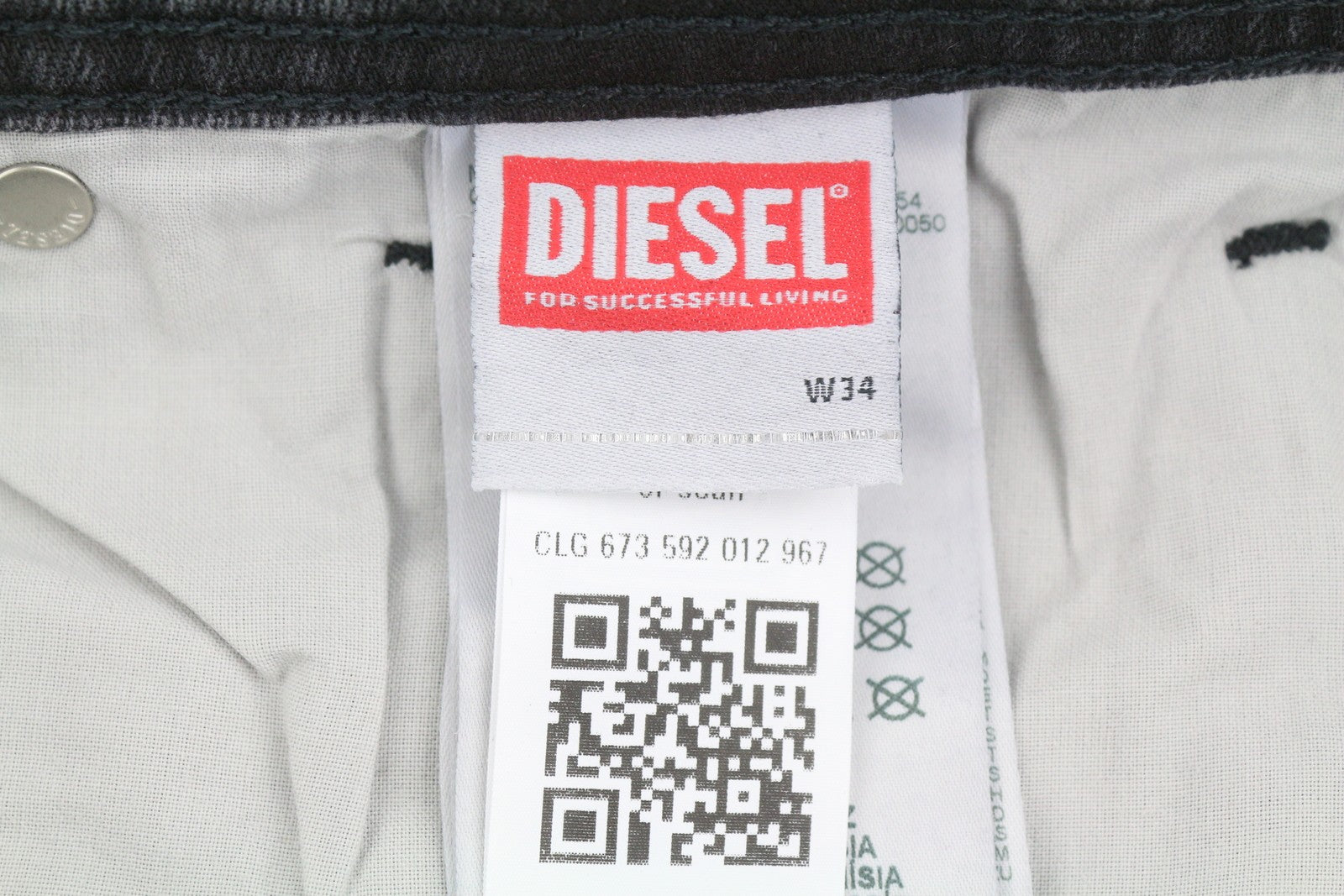 Diesel Sleenker-r R16g9 Men Jeansblack Whiskers Faded Skinny Rrp150