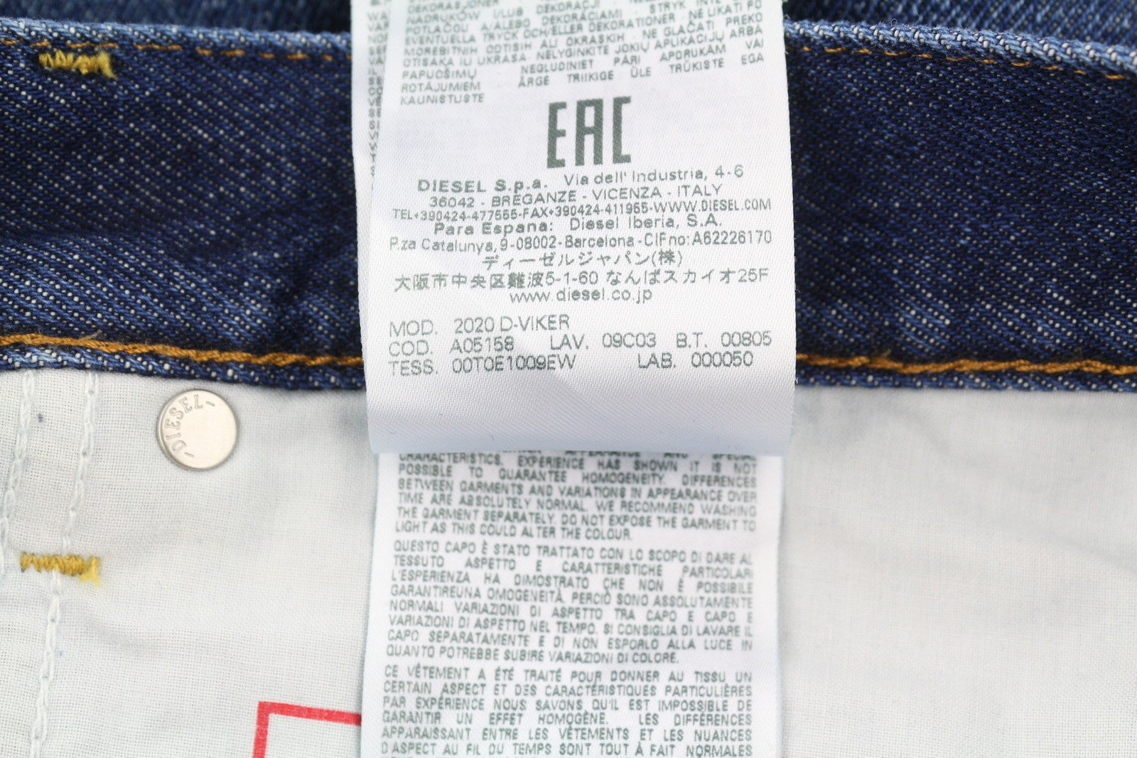 Diesel 2020 D-viker 09c03 Men Jeansblue Faded Regular Straight Rrp160