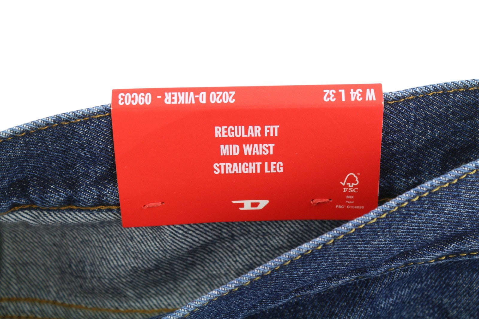 Diesel 2020 D-viker 09c03 Men Jeansblue Faded Regular Straight Rrp160