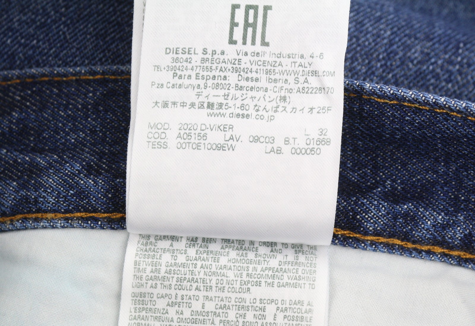 Diesel 2020 D-viker 09c03 Men Jeansblue Faded Regular Straight Rrp160