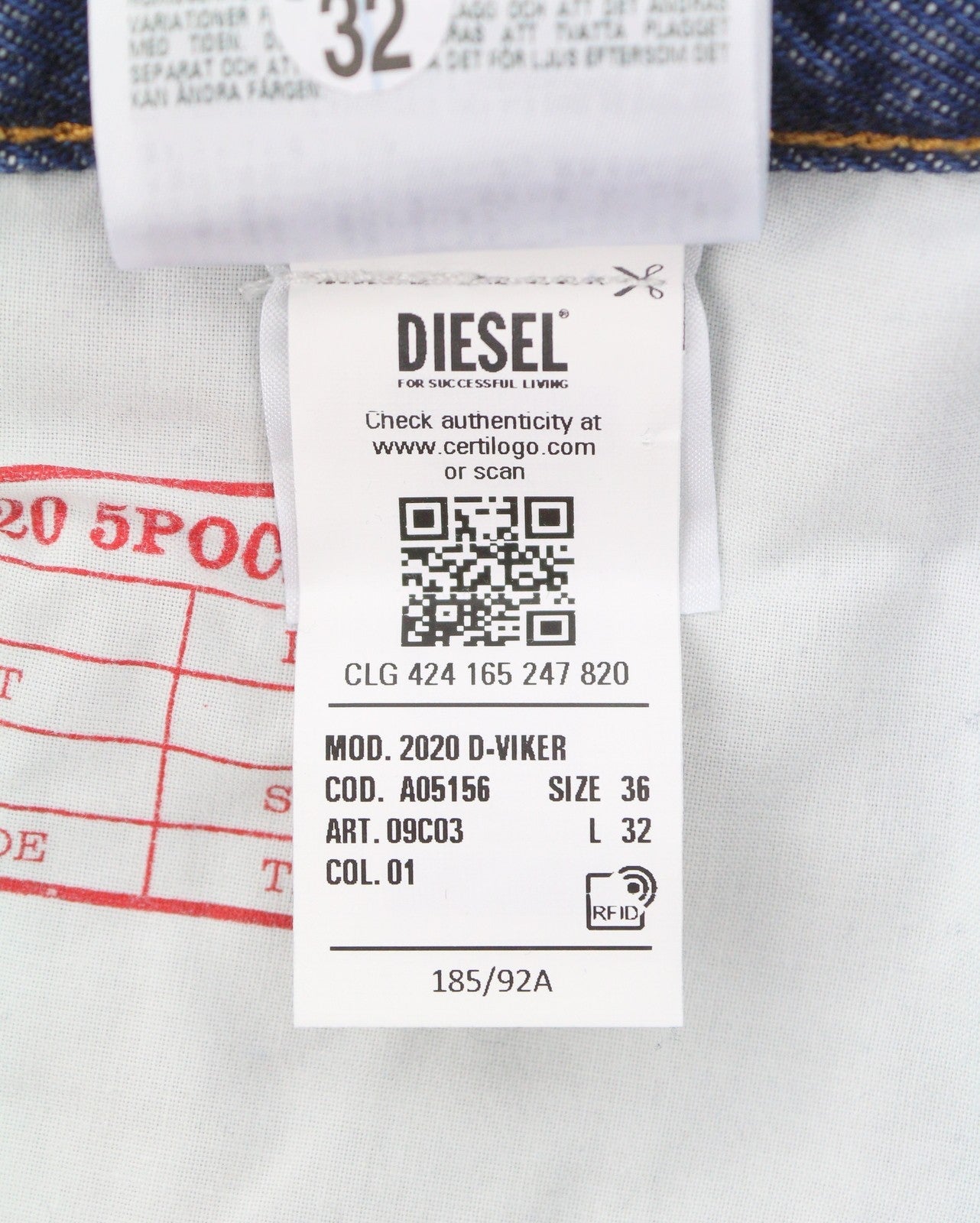 Diesel 2020 D-viker 09c03 Men Jeansblue Faded Regular Straight Rrp160