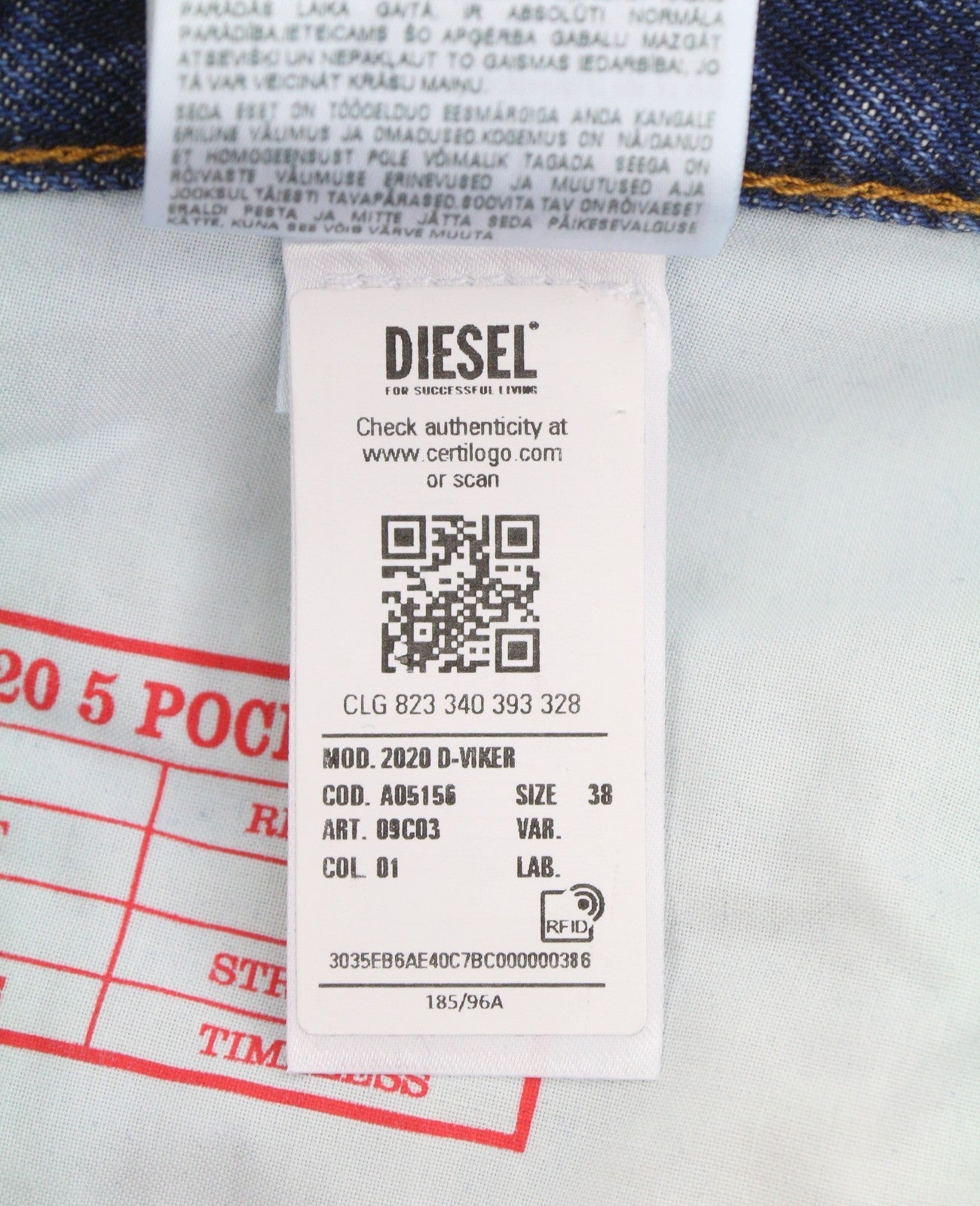 Diesel 2020 D-viker 09c03 Men Jeansblue Faded Regular Straight Rrp160