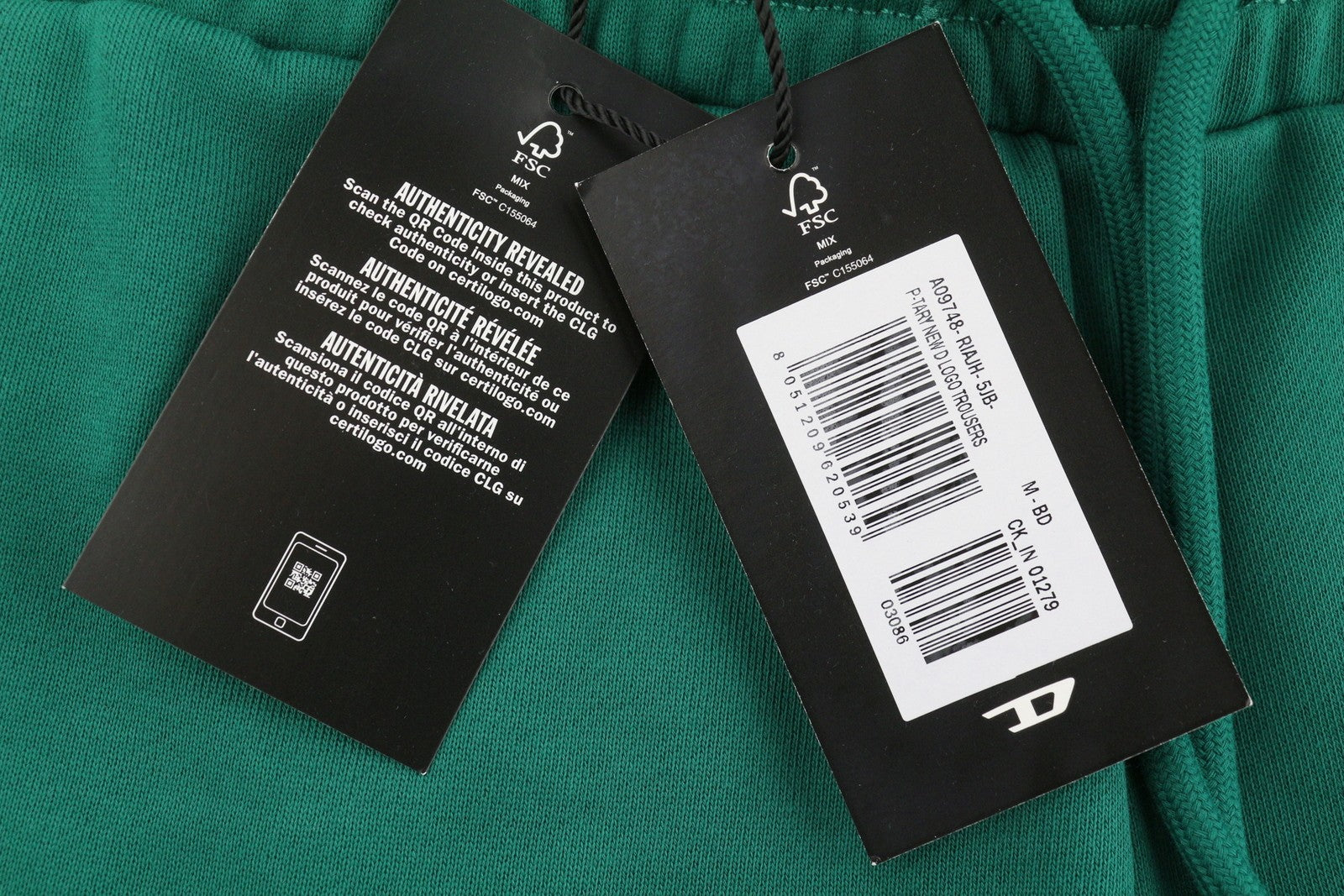 Diesel P-tary New D Logo Men Trousersgreen Drawstring Waist Sweatpants