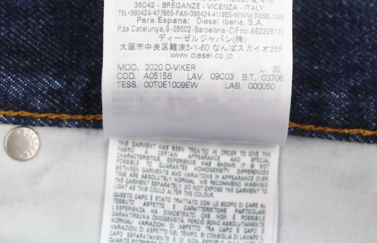 Diesel 2020 D-viker 09c03 Men Jeansblue Faded Regular Straight Rrp160