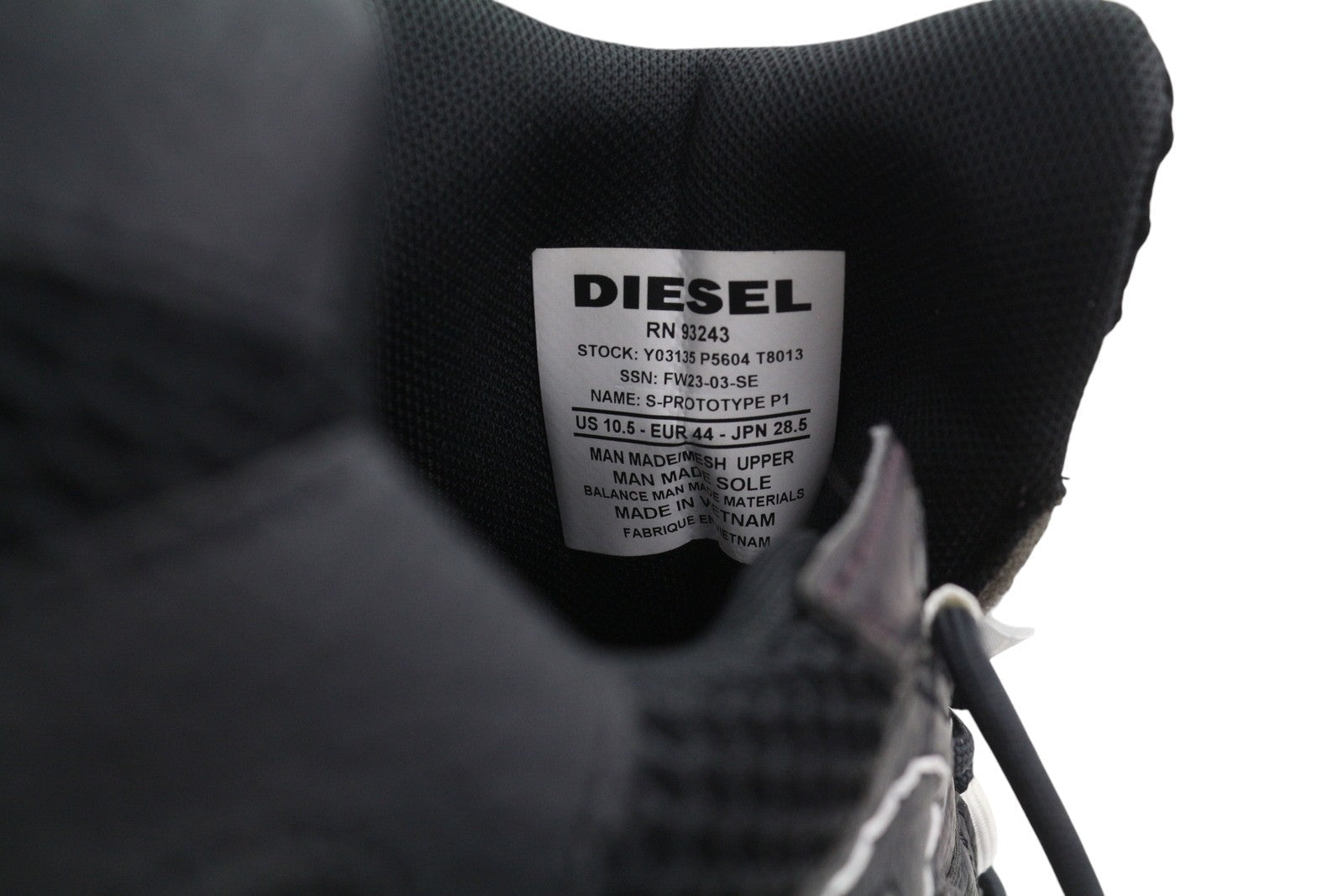 Diesel S-prototype P1 Men Sneakers Eu44 Black Leather Details Low Top Rrp350