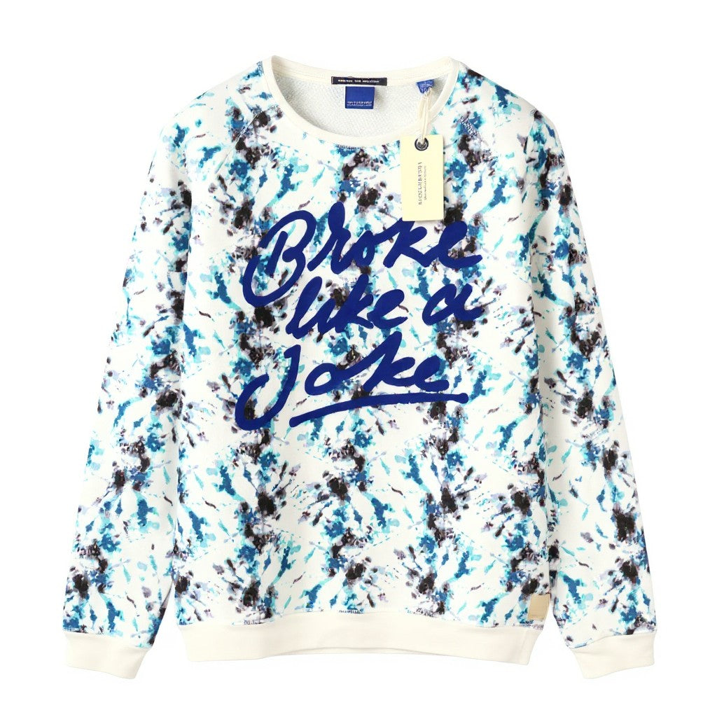 Scotch & Soda Sweat-shirt blanc à motif ras du cou pour homme