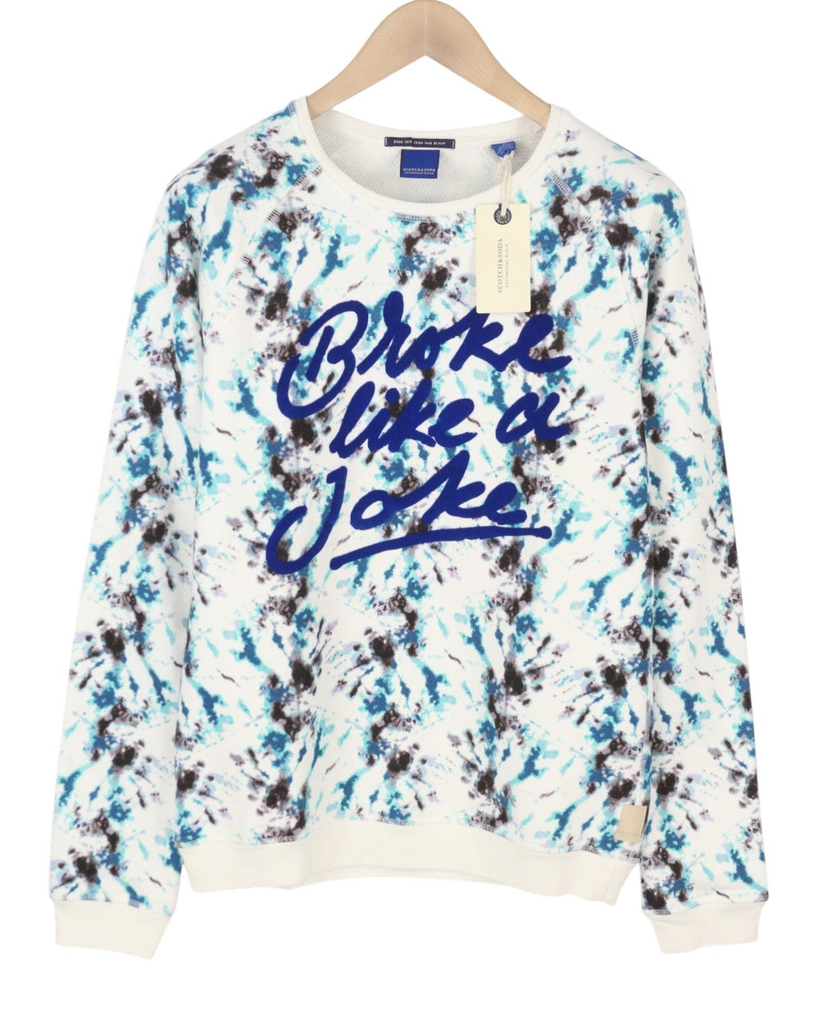 Scotch & Soda Sweat-shirt blanc à motif ras du cou pour homme