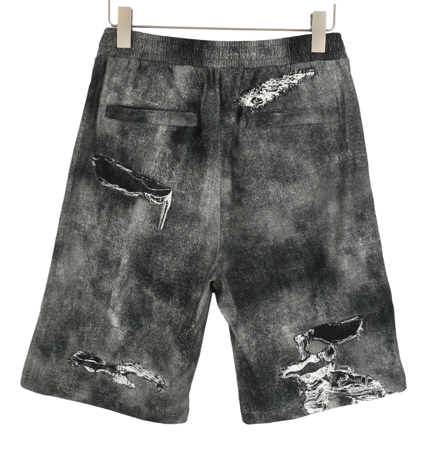 Diesel P-ston Men Shortsgrey Jersey Distress Effect Elastic Waistband Rrp225