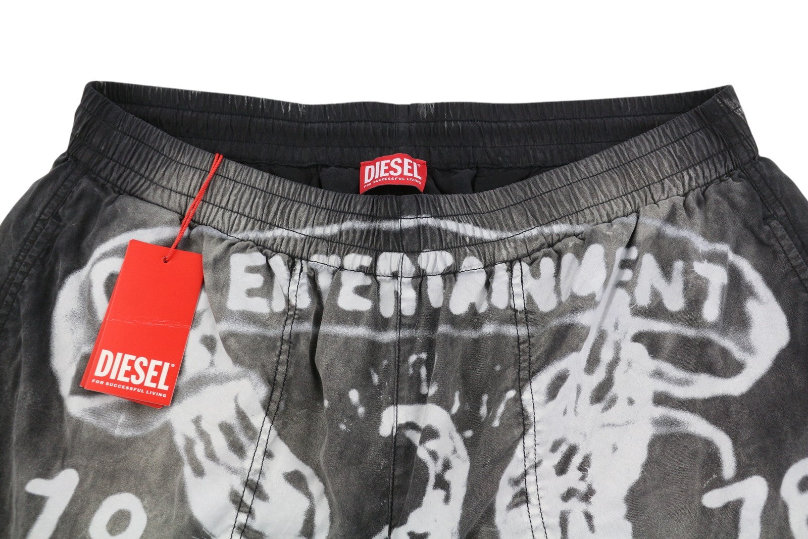 Diesel P-eeklo Men Shorts 52grey Faded Patterned Loose Fit Rrp195