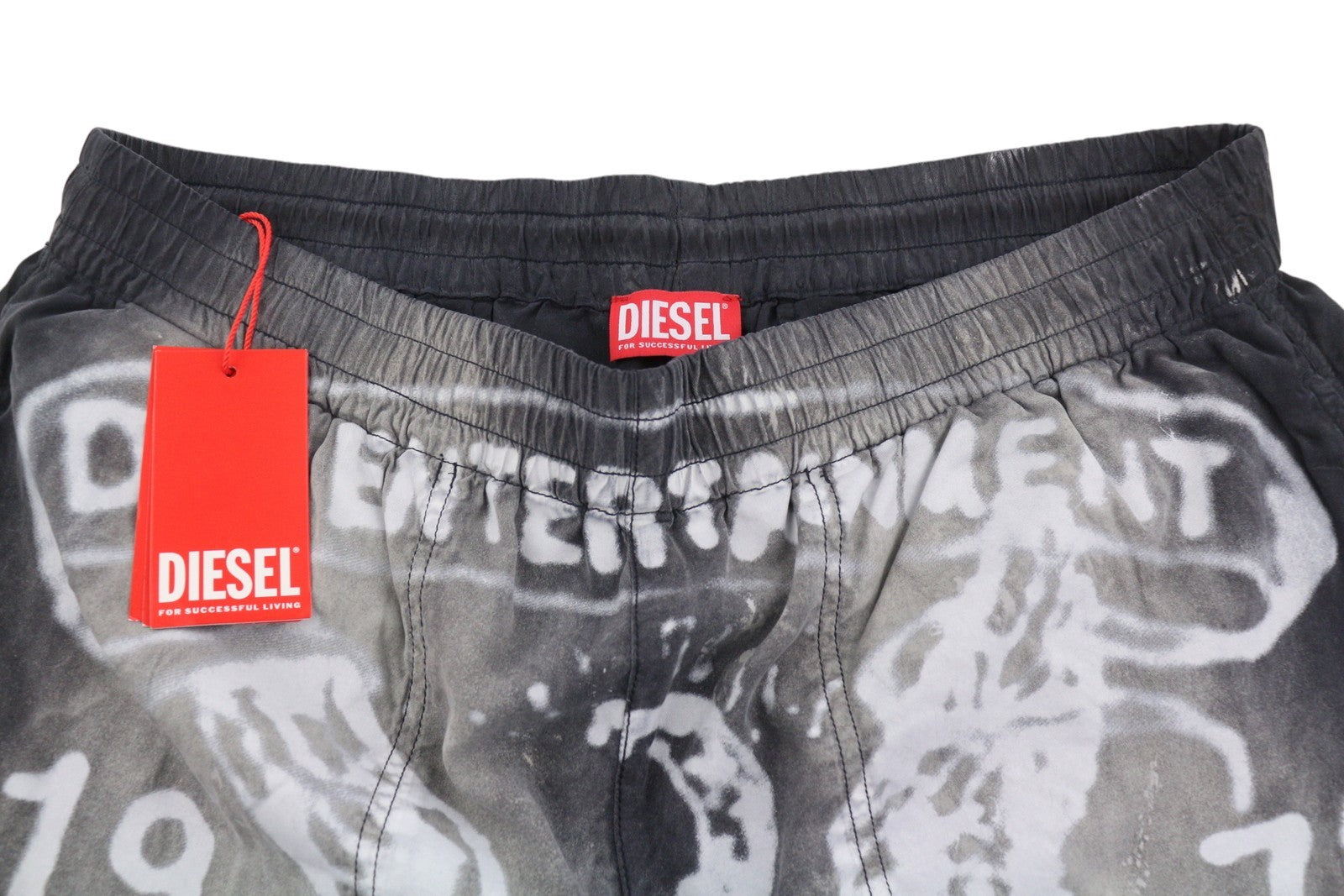 Diesel P-eeklo Men Shorts 54grey Faded Patterned Loose Fit Rrp195