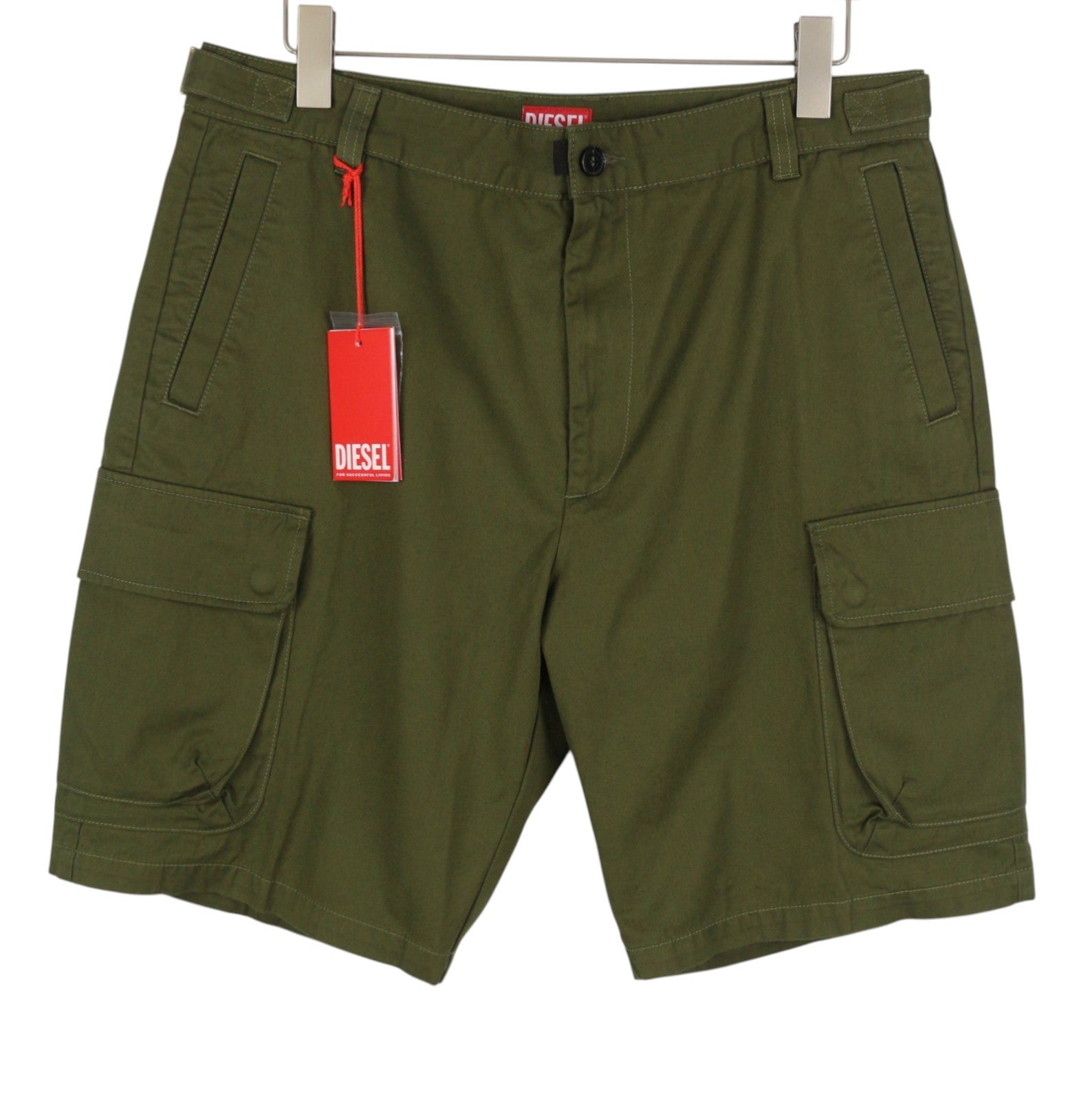 Diesel P-argym Men Shorts 52khaki Green Zip Fly Cargo Rrp175