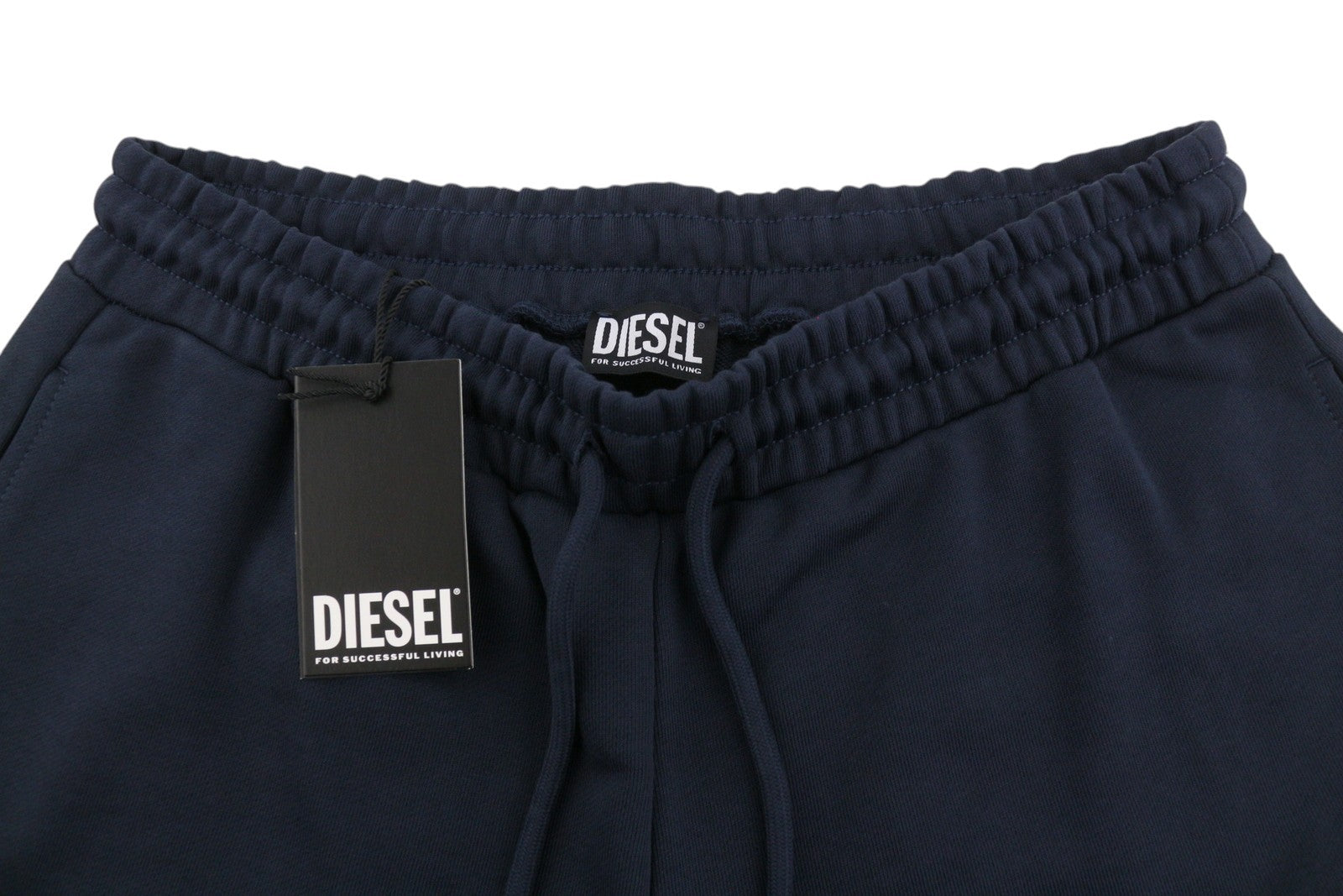 Diesel P-crow Off Men Shortsdark Blue Relaxed Fit Elastic Waistband
