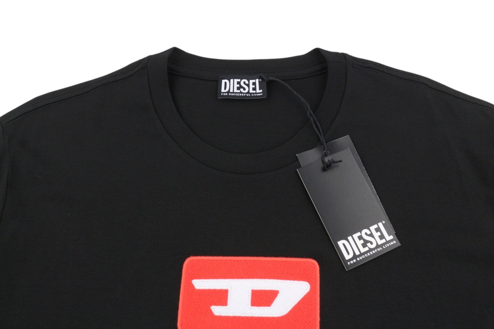 Diesel T-diego New D Logo Men T-shirtblack Crew Neck Pull On Short Sleeve
