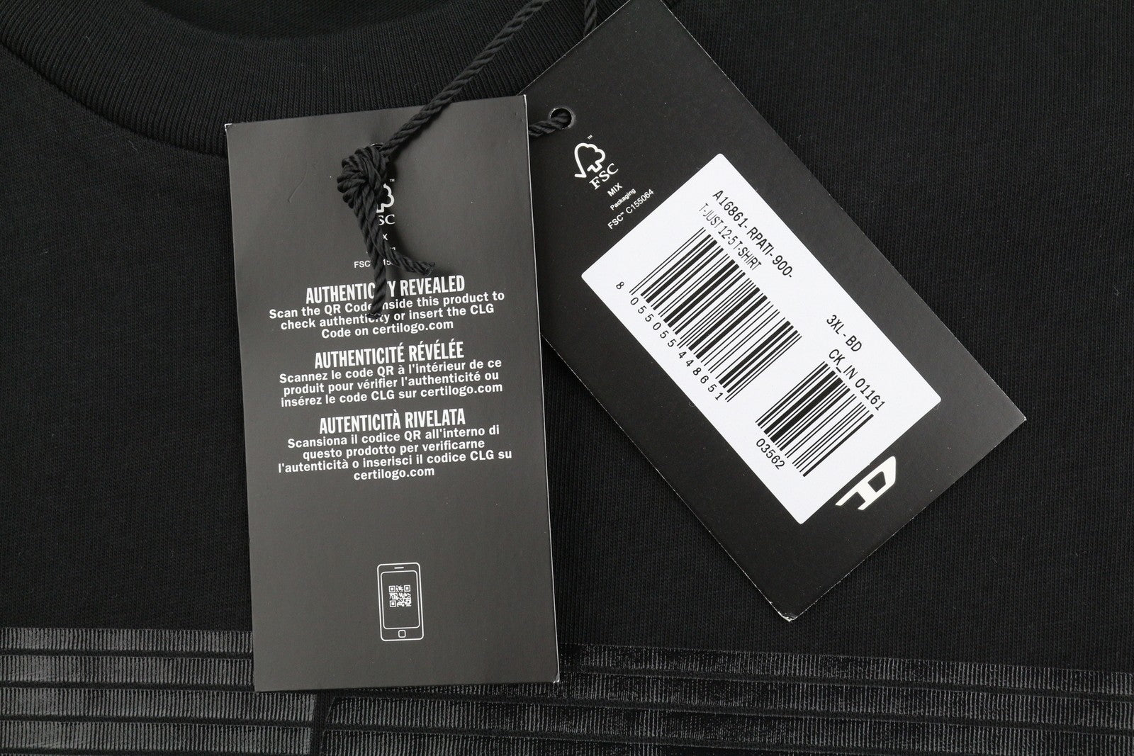 Diesel T-just 12-5 Men T-shirtblack Cotton Tricot Crew Neck Short Sleeve
