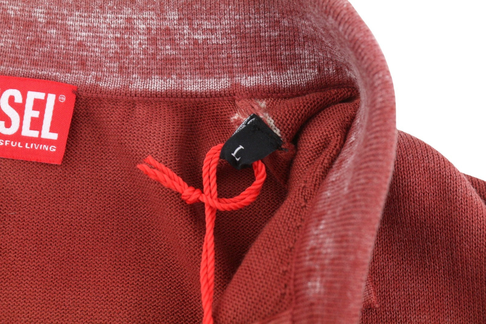 Diesel K-lorenzo Men Jumperred Faded Cotton Knit Polo Pull On Rrp250