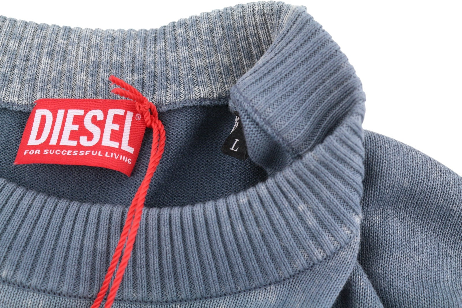 Diesel K-larence-b Men Jumperblue Faded Cotton Knit Pull On Rrp225