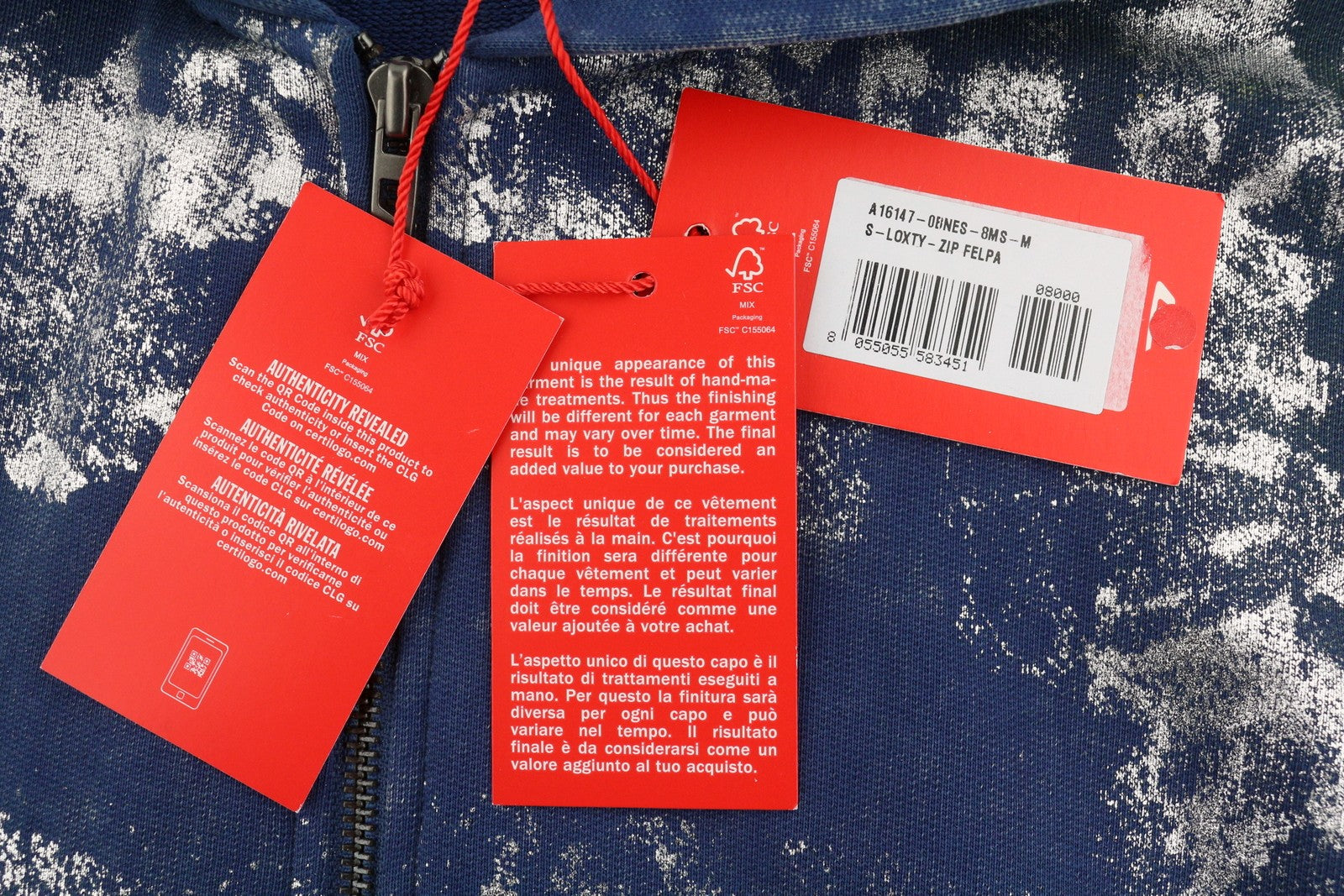 Diesel S-loxty-zip Men Hoodieblue All-over Graphic Print Full Zip Rrp350