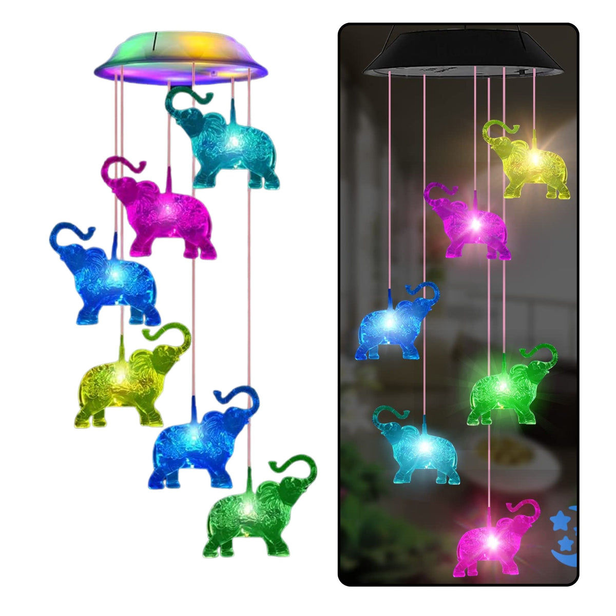 Le jardin solaire a mené des lampes de cloche éléphants colorés 70cm