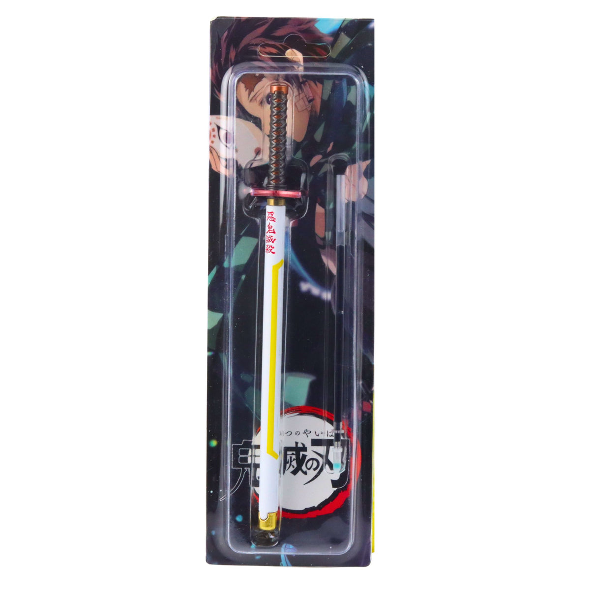Katana Sword Anime Ballpoint Pen Metal Black Ink Replaceable Refill White And Yellow
