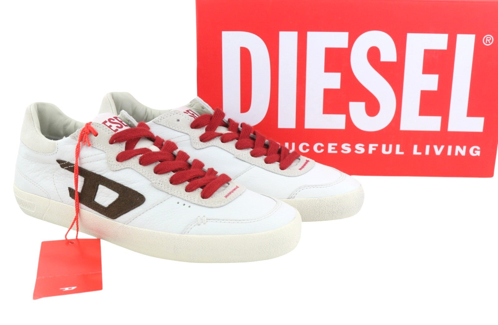 Diesel S-leroji Low Men Sneakers Eu42.5 Grey Leather Almond Toe Rrp225