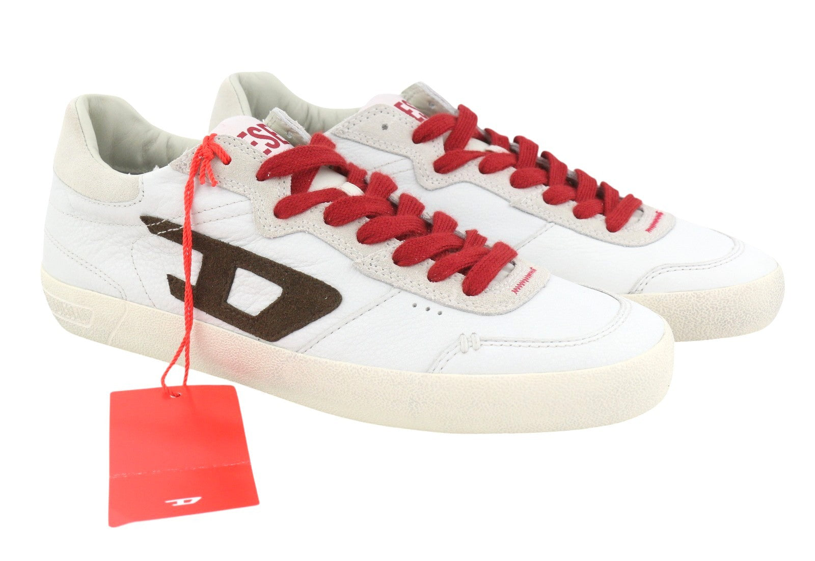 Diesel S-leroji Low Men Sneakers Eu42.5 Grey Leather Almond Toe Rrp225