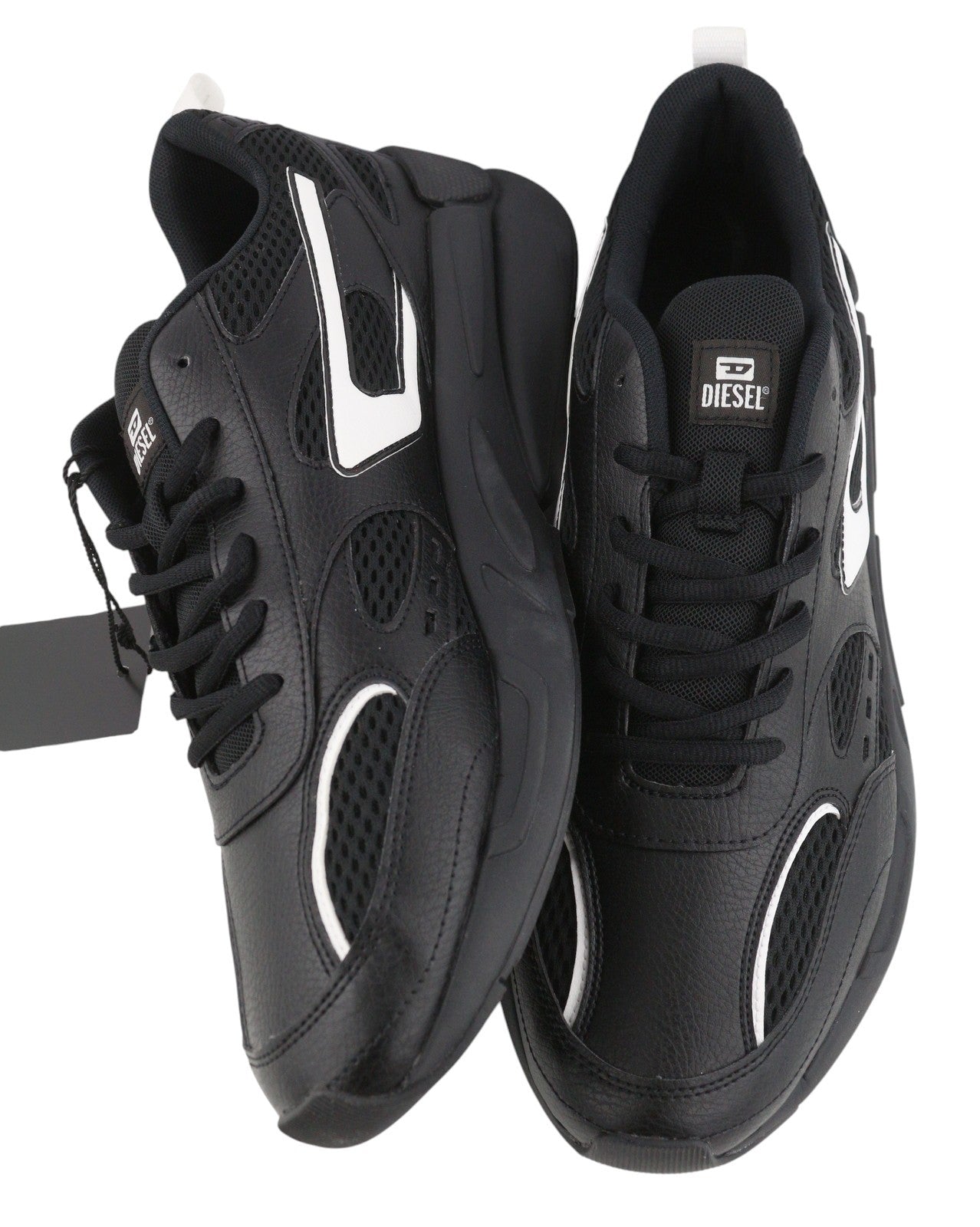 Diesel S-serendipity Sport Men Sneakers Eu46 Black Almond Toe Low Top Rrp160