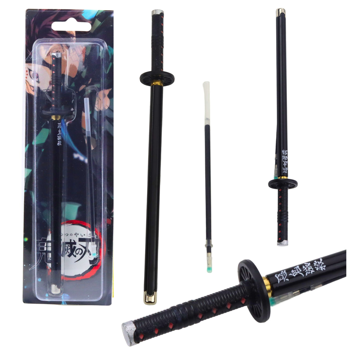 Katana Sword Anime Ballpoint Pen Metal Black Ink Replaceable Refill Black