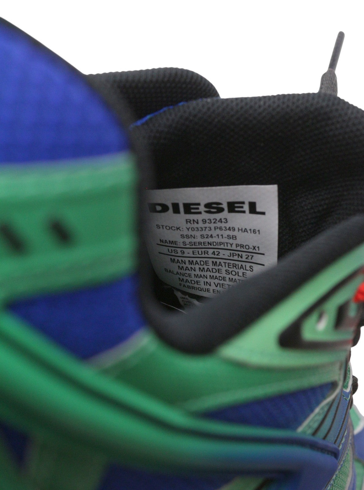 Diesel S-serendipity Pro-x1 Men Sneakers Eu42 Blue & Green Panelled Low Rrp275