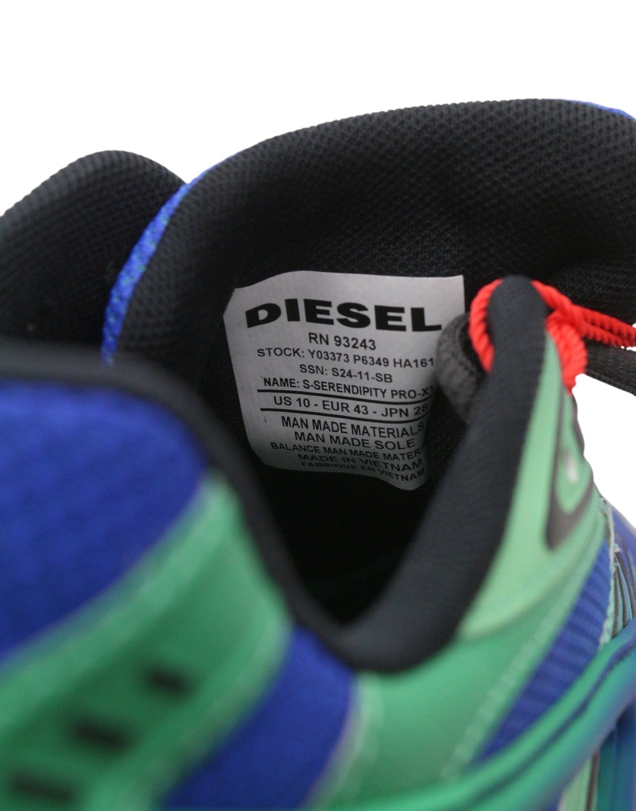 Diesel S-serendipity Pro-x1 Men Sneakers Eu43 Blue & Green Panelled Low Rrp275