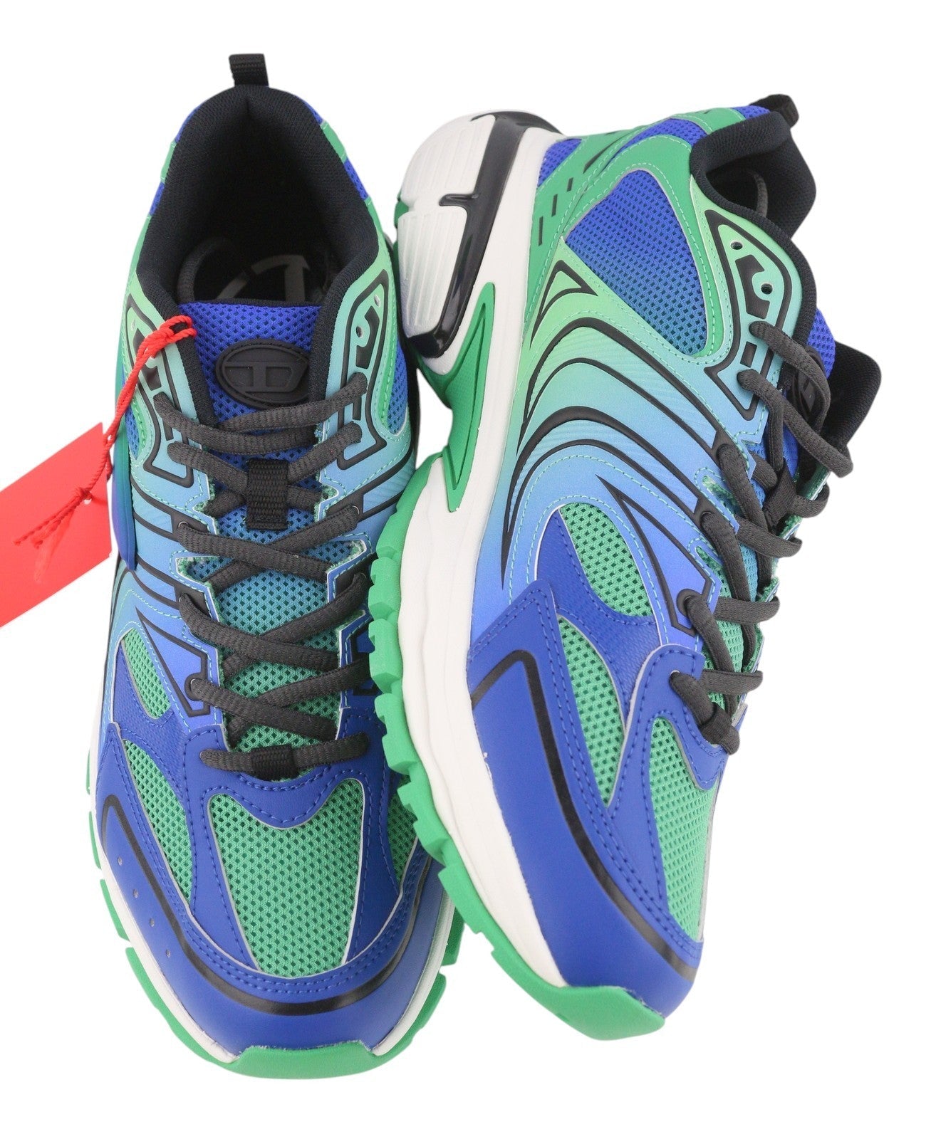 Diesel S-serendipity Pro-x1 Men Sneakers Eu43 Blue & Green Panelled Low Rrp275