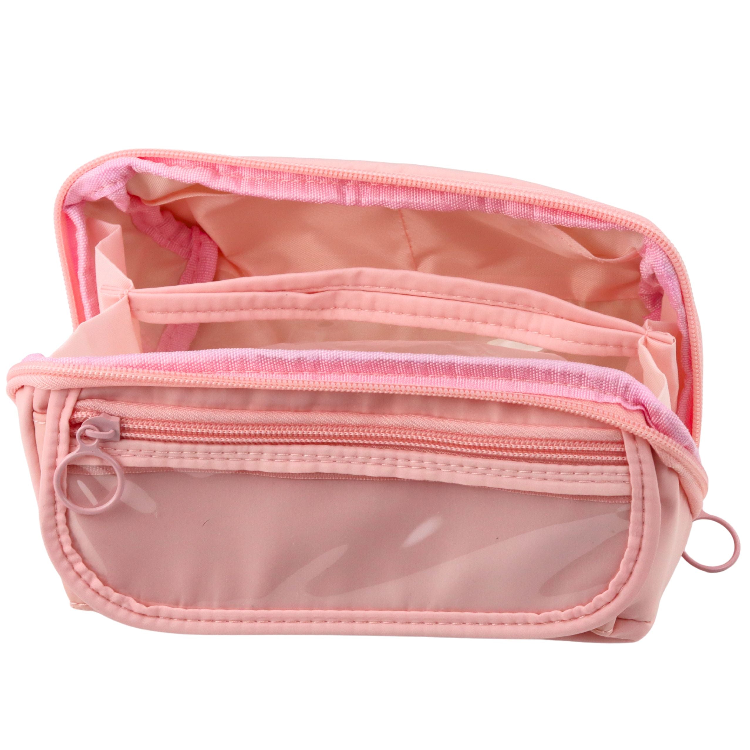 Pencil Case School Kit Expandable Roomy Pink 20x10cm