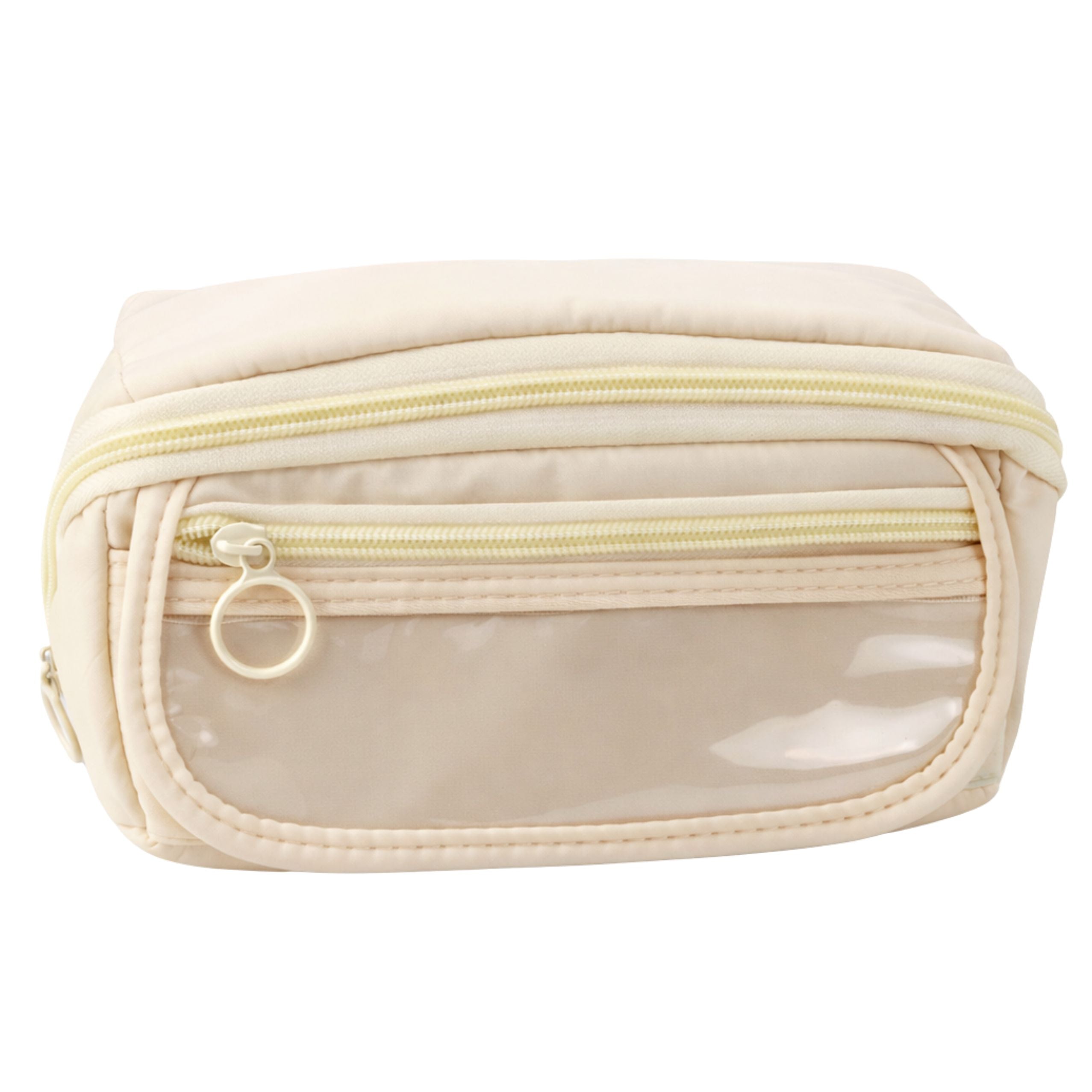 Pencil Case School Kit Expandable Roomy Cream Beige 20x10cm