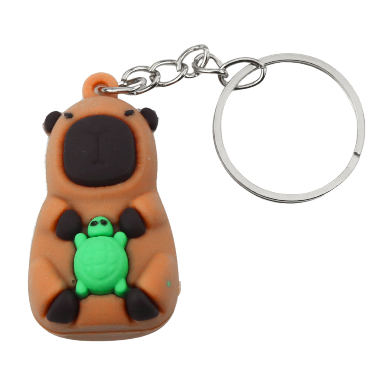 Capybara Keychain Pendant With Turtle Camera In Bathtub Circle Mix