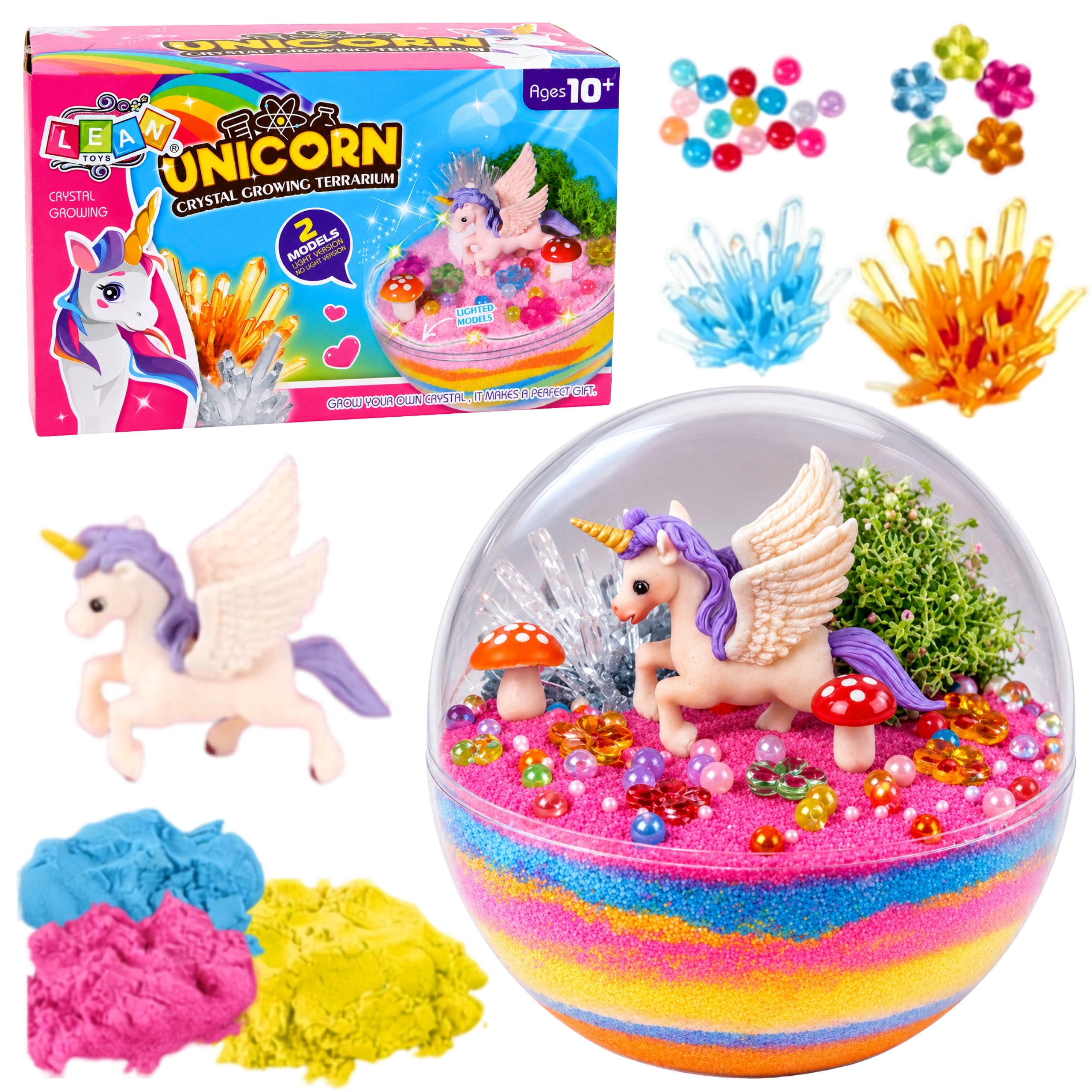 Crystal Growing Experiment Kit Unicorn Terrarium Diy Lights