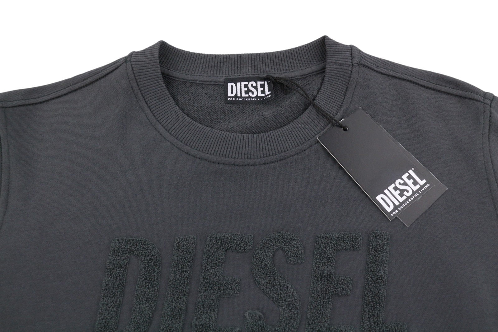 Diesel Indigo-out Men Hoodiedark Grey Crew Neck Pull On Rrp175