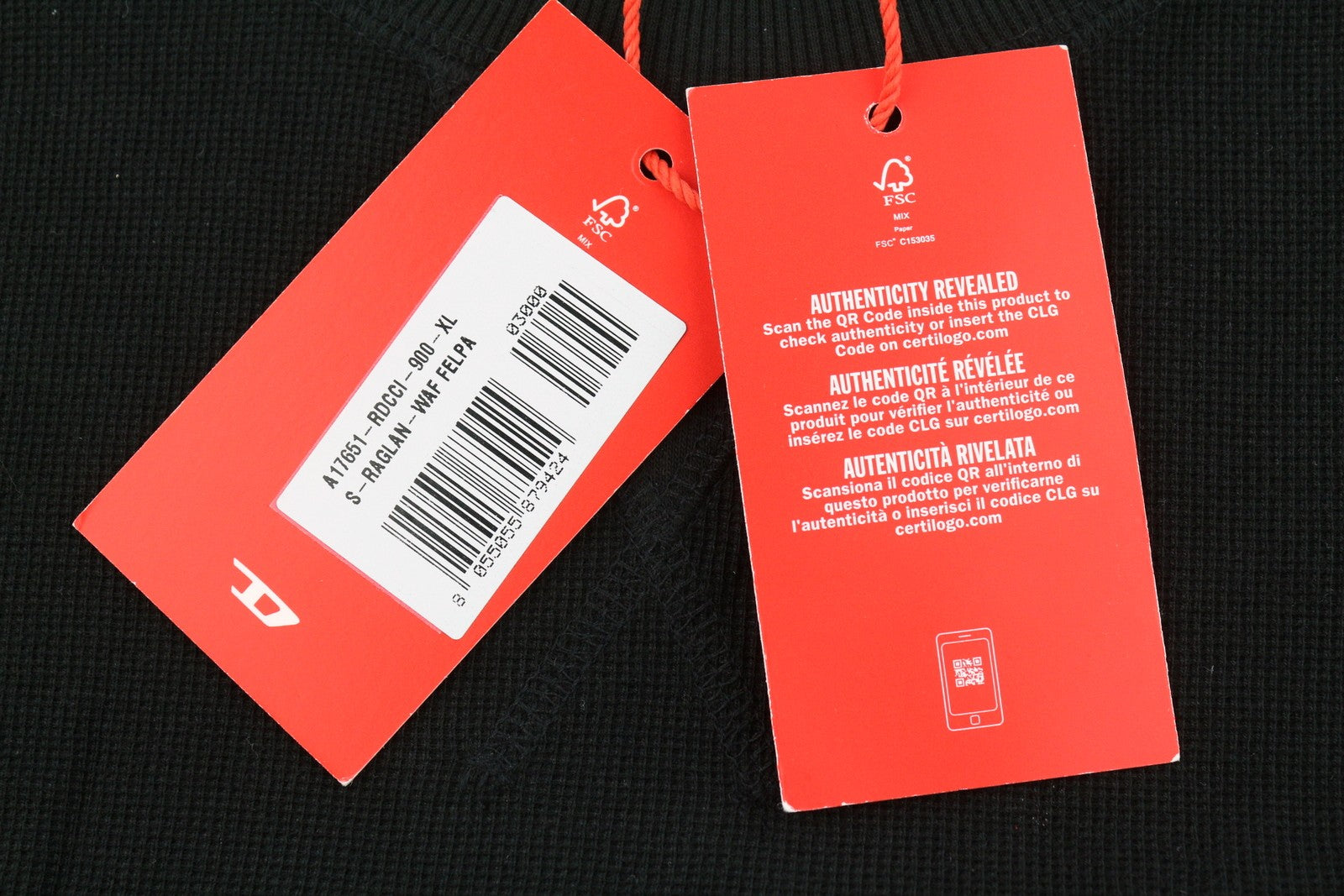 Diesel S-raglan-waf Мъжки суичър черен Crew Front Logo Pull On Rrp175