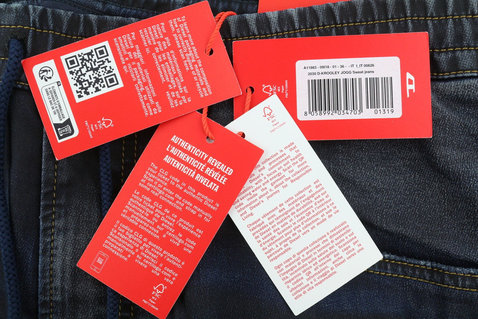 Diesel 2030 D-krooley 09i18 Jogg Men Jeansblue Faded Distress Rrp350