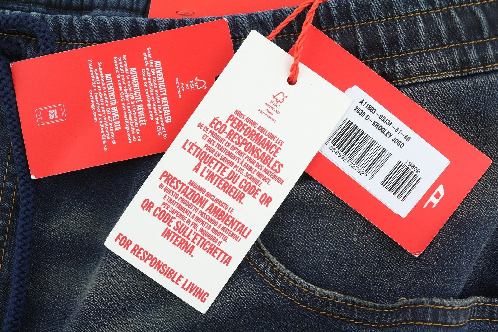 Diesel 2030 D-krooley 09j34 Jogg Men Jeansblue Faded Distress Rrp295