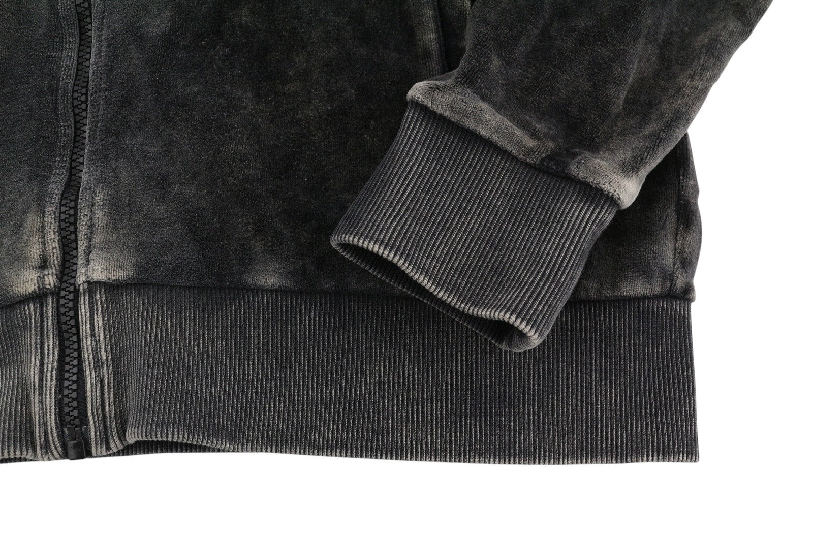 Diesel S-oclock Men Hoodieblack Acid Wash Chenille Zip Up Rrp325
