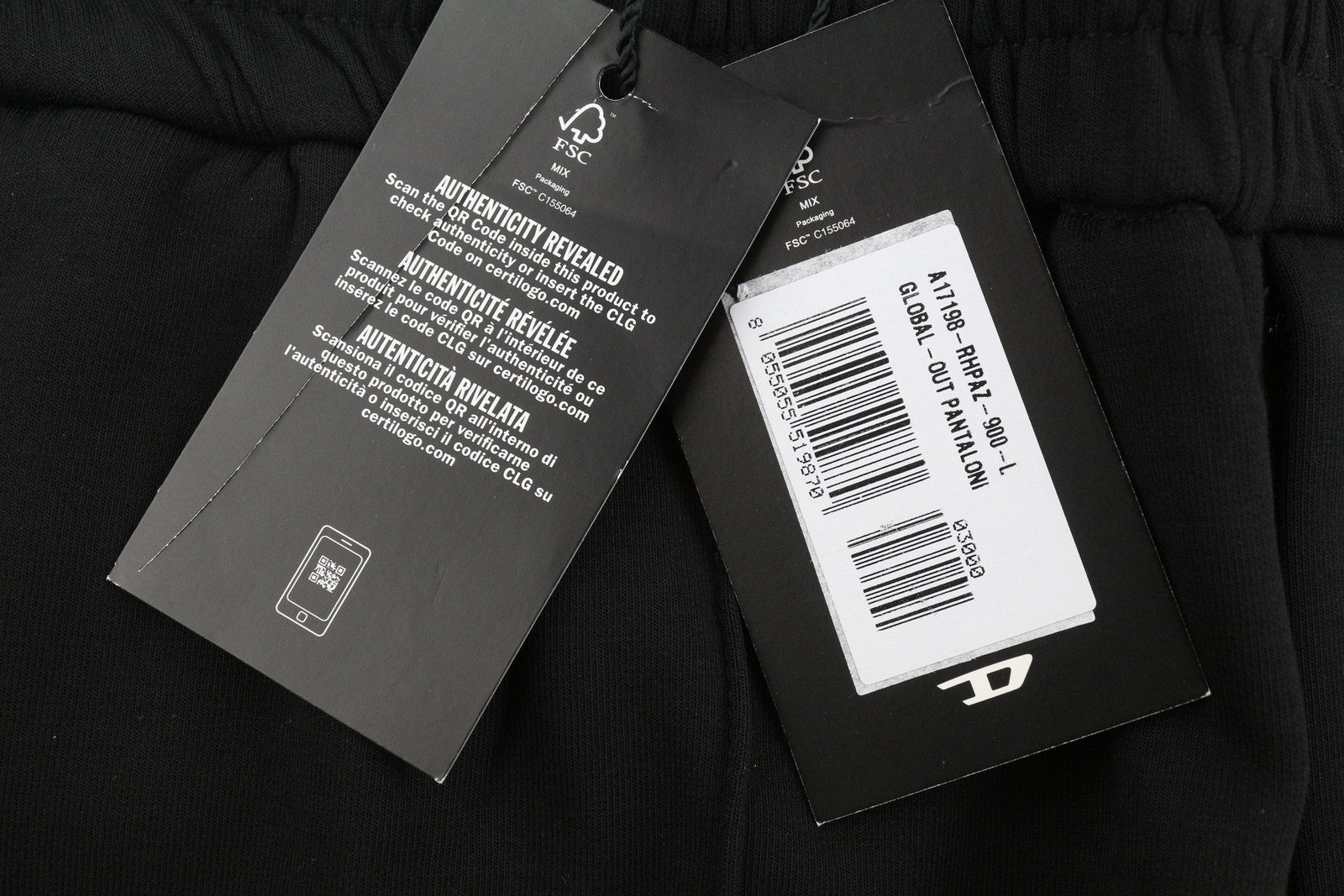 Diesel Global-out Men Trousersblack Drawstring Waist Sweatpants Rrp195