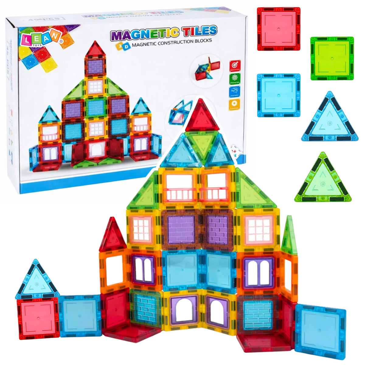 Farebné puzzle na stavbu 3D magnetických blokov 45 ks.