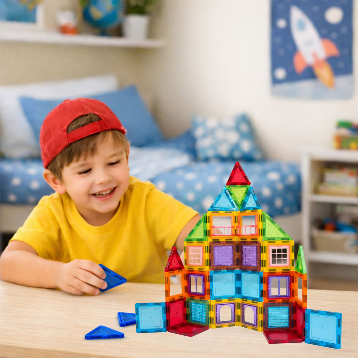 3d Magnetic Blocks Construction Puzzle Colorful 45 Pcs.