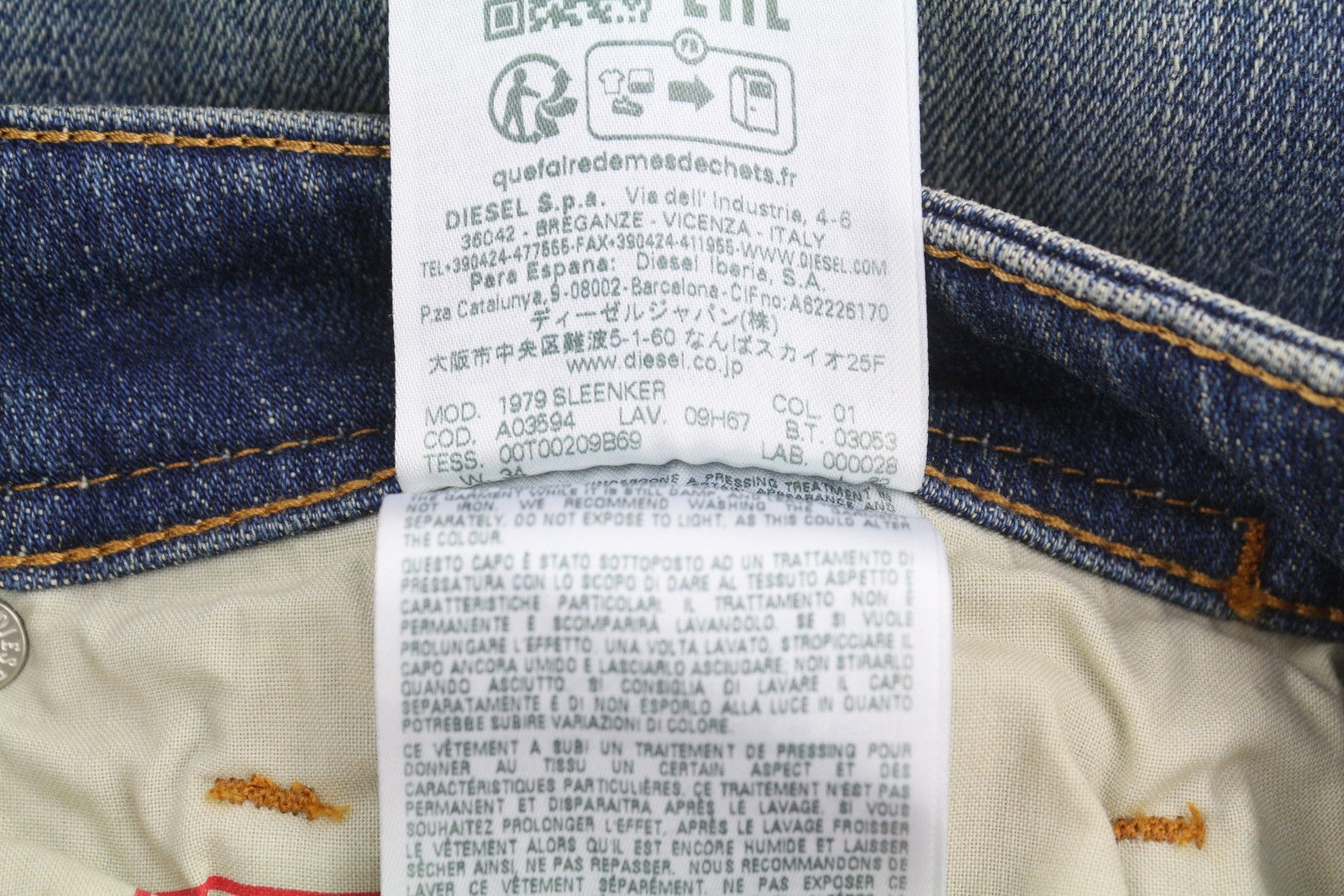 Diesel 1979 Sleenker 09h67 Men Jeansblue Faded Skinny Fit Low Rrp195