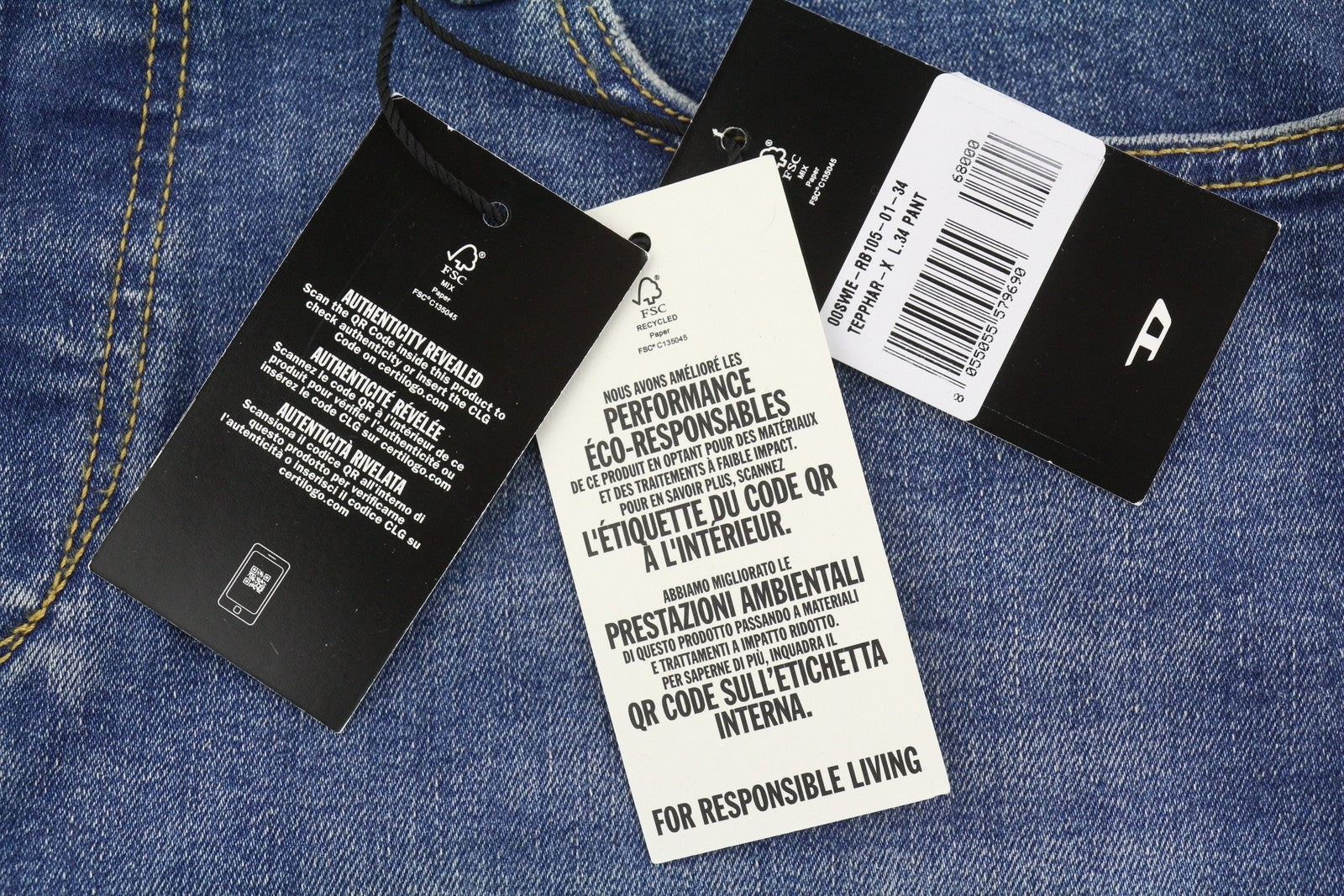 Diesel Tepphar Rb105 Men Jeansblue Whiskers Faded Slim Fit Rrp175