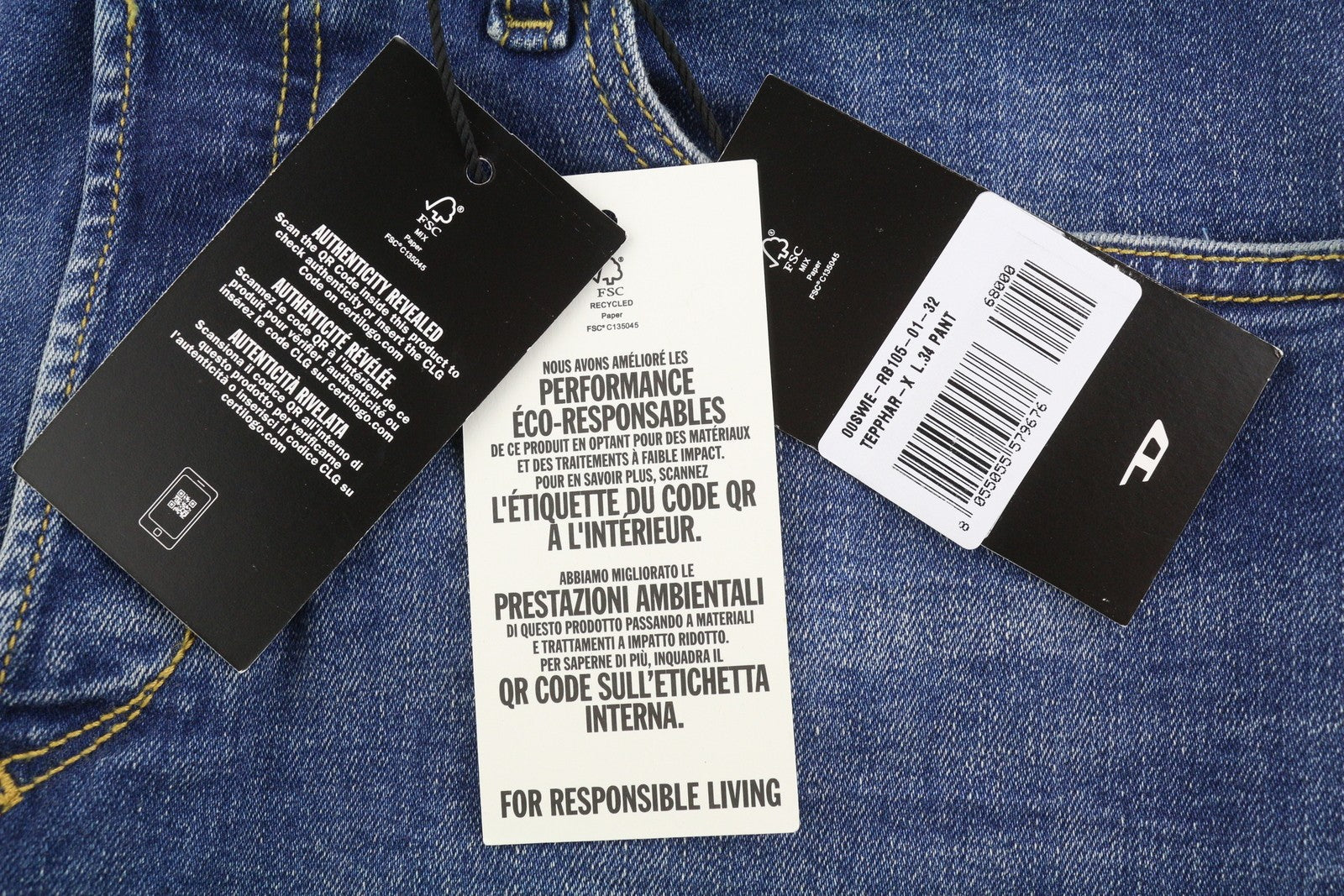 Diesel Tepphar Rb105 Men Jeansblue Whiskers Faded Slim Fit Rrp175