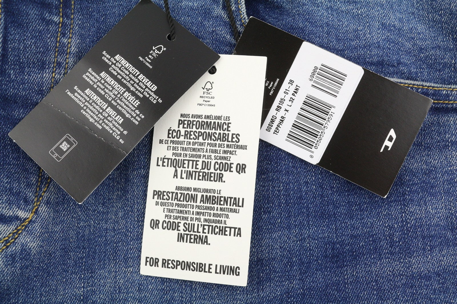 Diesel Tepphar Rb105 Men Jeansblue Whiskers Faded Slim Fit Rrp175