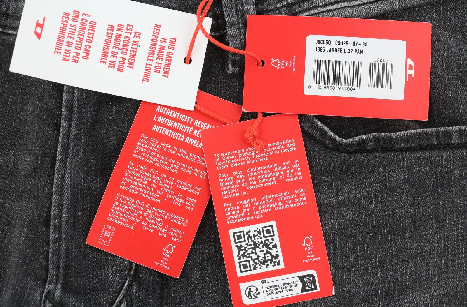 Diesel 1985 Larkee 09h29 Men Jeansblack Whiskers Faded Regular Straight