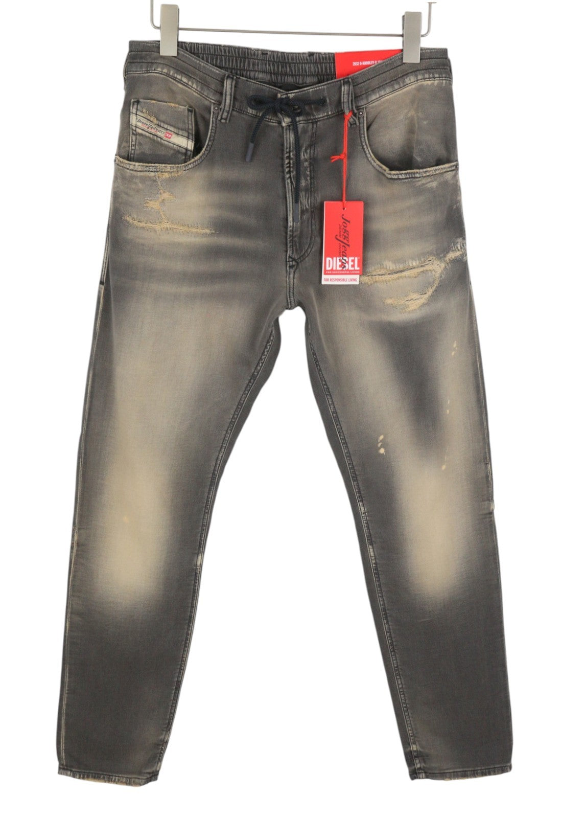 Diesel 2032 D-krooley-b Jogg 068pf Men Jeansgrey Faded Distress Rrp325