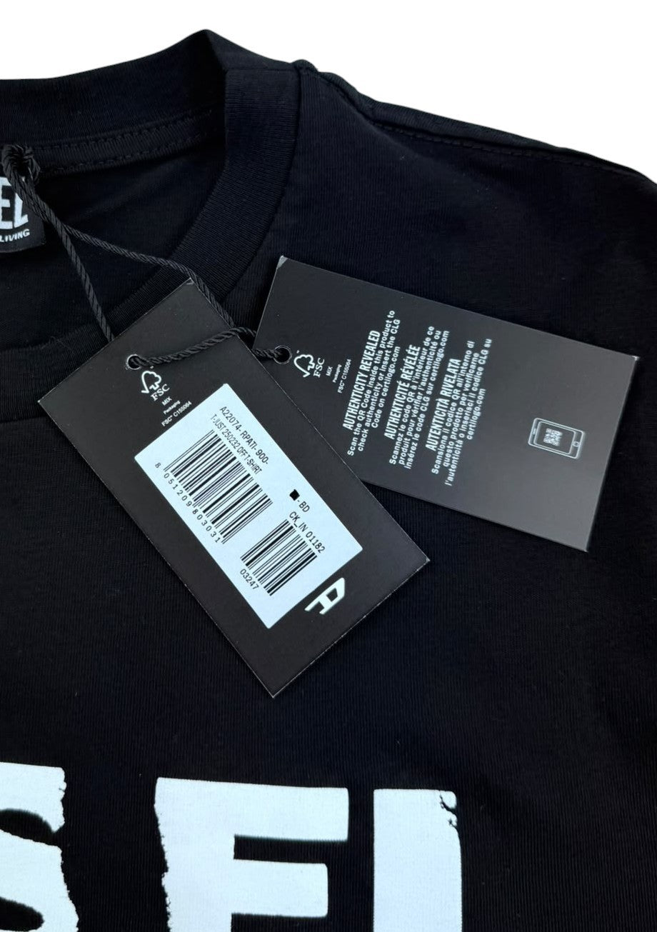 Diesel T-just 250232 Off Men T-shirtblack Crew Neck Tricot Short Sleeve