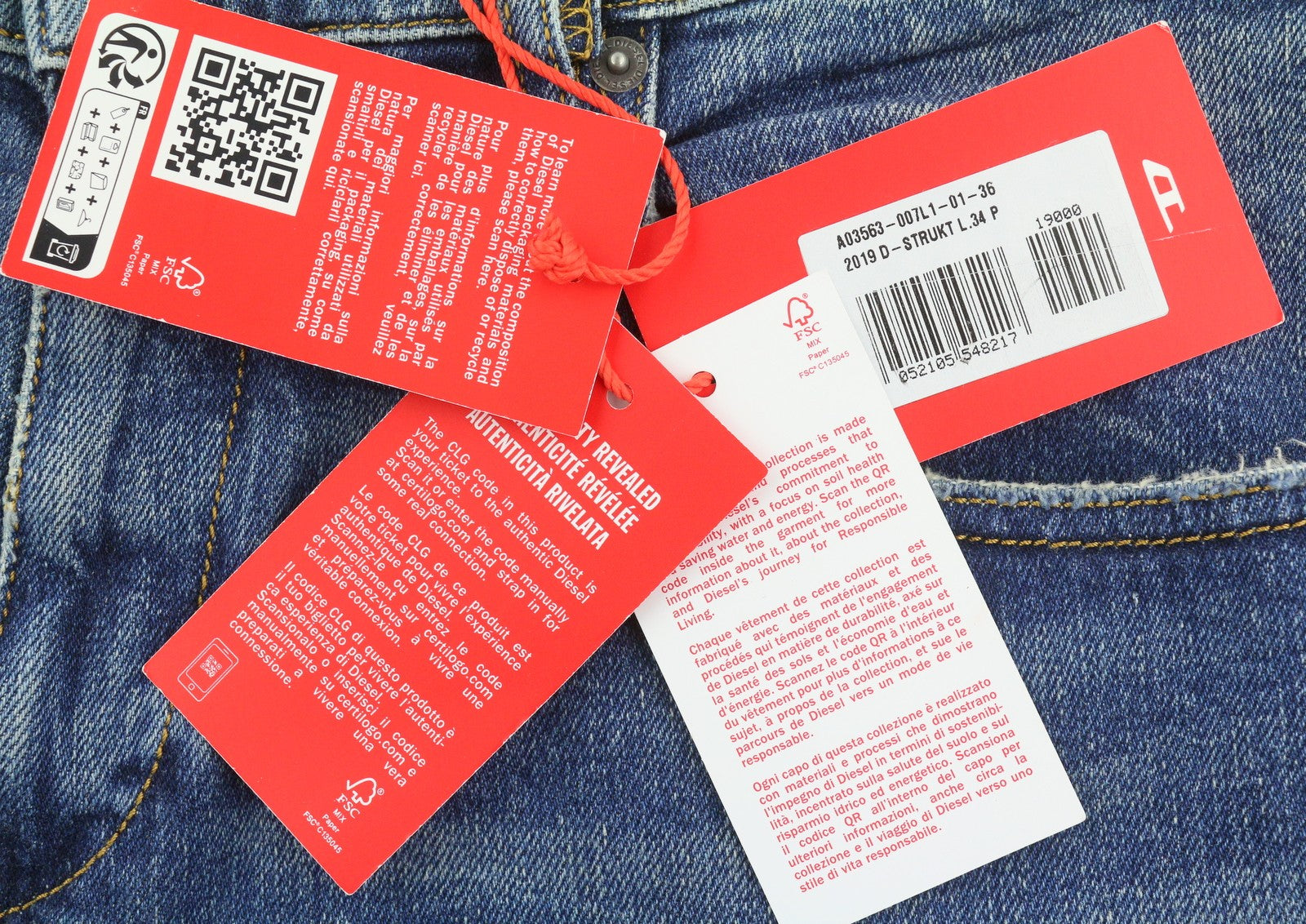 Diesel 2019 D-strukt 007l Men Jeansblue Whiskers Faded Slim Fit Rrp195